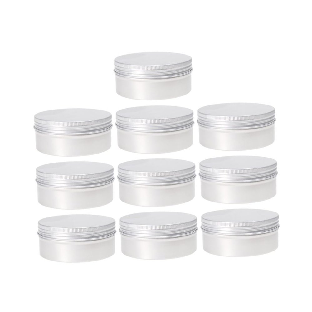 IWOWHERO Aluminum Cosmetic Container Set 10 Empty Pot Jars Screw-top Lids Great for Oil Cream