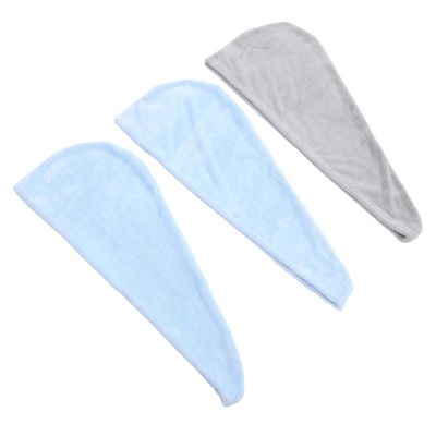 NOLITOY 3pcs Microfiber Hair Towel Wraps for Women Ultra Absorbent Bath Dryer Towels Gentle Wet Hair Lightweight and Travel-Friendly Blue and Grey Colors
