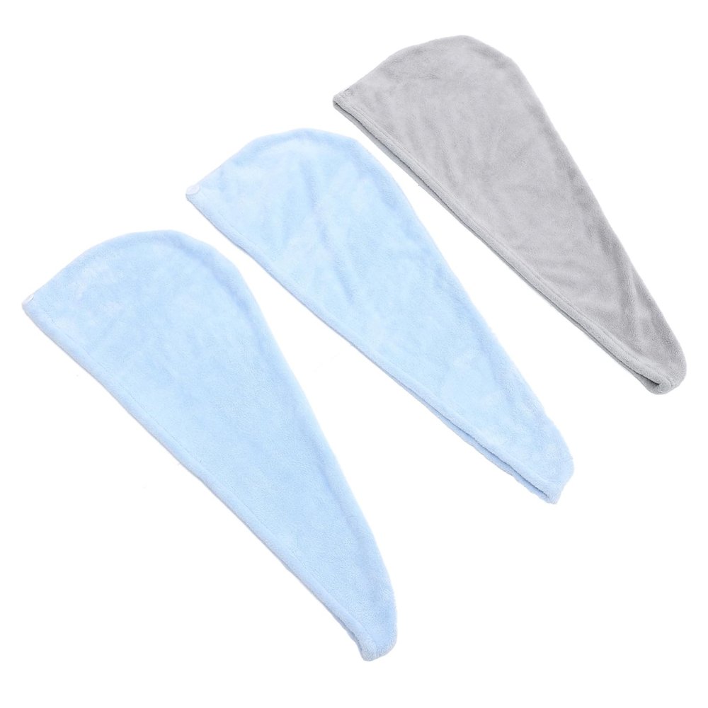 NOLITOY 3pcs Microfiber Hair Towel Wraps for Women Ultra Absorbent Bath Dryer Towels Gentle Wet Hair Lightweight and Travel-Friendly Blue and Grey Colors