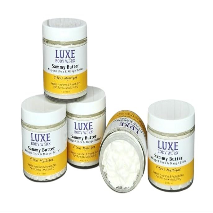 Luxe Body Worx Sammy Butter - A Whipped Shea and Mango Butter (anyhdrous - made without water) (Frankincense + Orange)