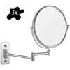 5X Magnifying Wall Mounted Makeup Mirror, 360 Rotation Portable, Ideal for Applying Make-up, Wearing Contacts and Shaving (Color : Nickel) (Chrome) view 1