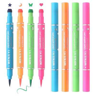 WENJLYJ 4PCS Liquid Eyeliner Stamps Set,Double-side Winged Eyeliner Stencil Pen