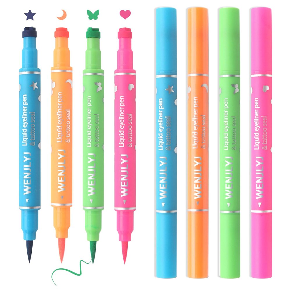 WENJLYJ 4PCS Liquid Eyeliner Stamps Set,Double-side Winged Eyeliner Stencil Pen