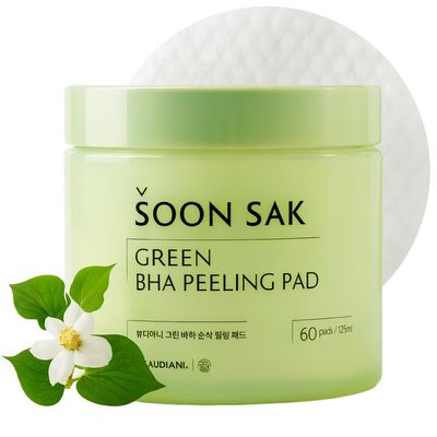 BEAUDIANI Green BHA Peeling Pad 60ct | Korean Exfoliating Toner Pads | Minimize Pores, Soothe Blemish-Prone Skin | Gentle Daily Chemical Exfoliant | K-Beauty Skincare