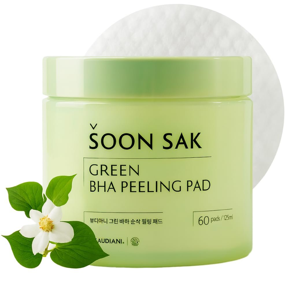 BEAUDIANI Green BHA Peeling Pad 60ct | Korean Exfoliating Toner Pads | Minimize Pores, Soothe Blemish-Prone Skin | Gentle Daily Chemical Exfoliant | K-Beauty Skincare