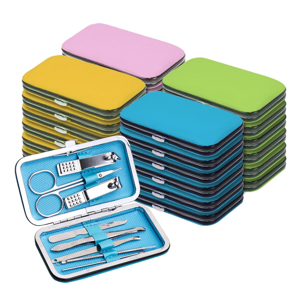 120pack Bulk Manicure Set, Nail Clippers Kit Stainless Steel Fingernail Clippers, Sturdy Nail Tip Cutter Trimmers Professional Grooming Toenail Clippers Personal Pedicure Kits Gift (8-in-1, 4 Colors)