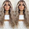 Anisah Colored Ash Blonde Lace Front Wig Human Hair Highlight Body Wave 13x4 Lace Frontal Human Hair Wigs Pre Plucked with Baby Hair (12 Inch, lace front wig) view 1
