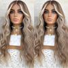 Anisah Colored Ash Blonde Lace Front Wig Human Hair Highlight Body Wave 13x4 Lace Frontal Human Hair Wigs Pre Plucked with Baby Hair (12 Inch, lace front wig) view 2