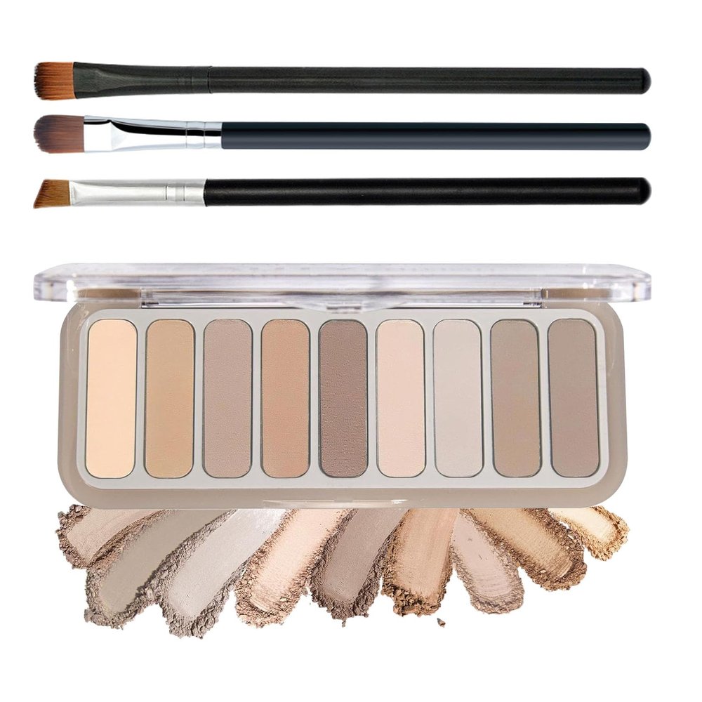 LJYBoBin 9 Colors Eyeshadow Palette,Matte Blendable Eyeshadow Makeup with Brush Make Up Gift Kit,Long Wearing Waterproof Highly Pigmented Brown Nude Smoky Brown Eye Shadow Palettes A