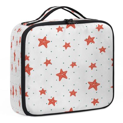 XMNYGJ Star Polka Dot Makeup Train Case Travel Makeup Bag Professional Cosmetic Organizer Portable Storage Box with Adjustable Dividers for Cosmetics Makeup Brushes Toiletry