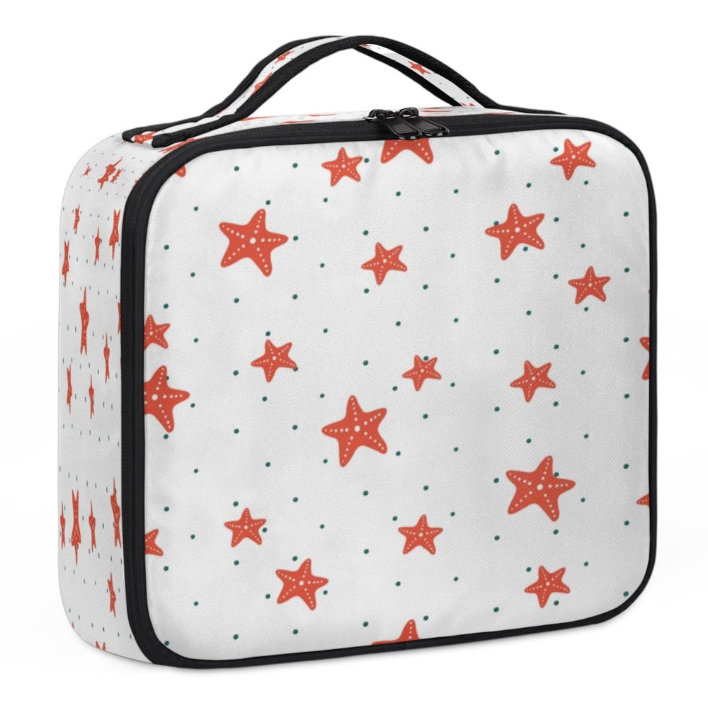 XMNYGJ Star Polka Dot Makeup Train Case Travel Makeup Bag Professional Cosmetic Organizer Portable Storage Box with Adjustable Dividers for Cosmetics Makeup Brushes Toiletry