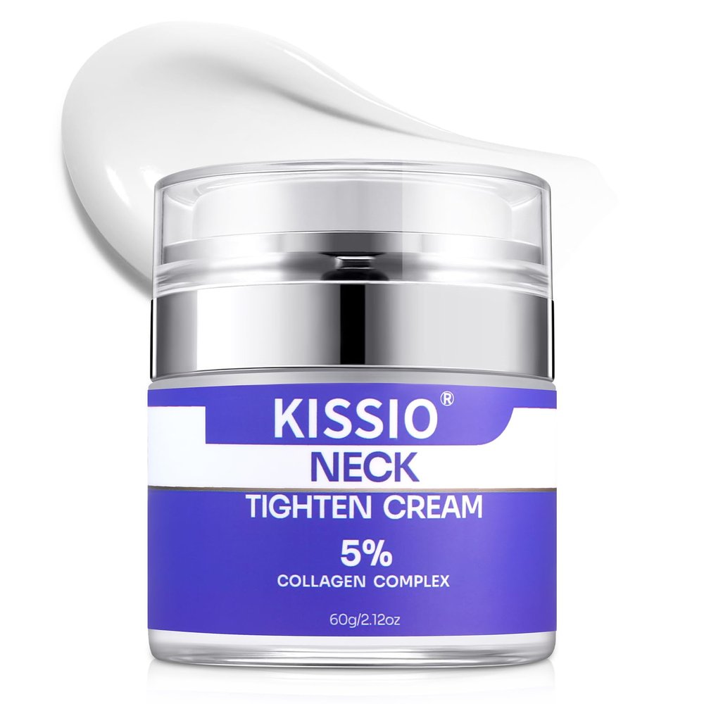 KISSIO 5% Collagen Complex Neck Cream-Neck Tightening Cream with Peptides and Aloe Vera to Firming,Lifting and Hydrating,Body Cream,Suitable for All Skin Types,2.12 Oz