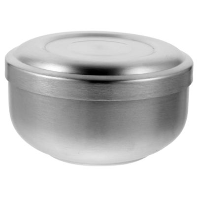 NOLITOY 2pcs Stainless Steel Shaving Cream Bowl for Men Soap Bowl with Lid for Home Barber Shops Salons Space-saving Design Silver Shaving Accessory