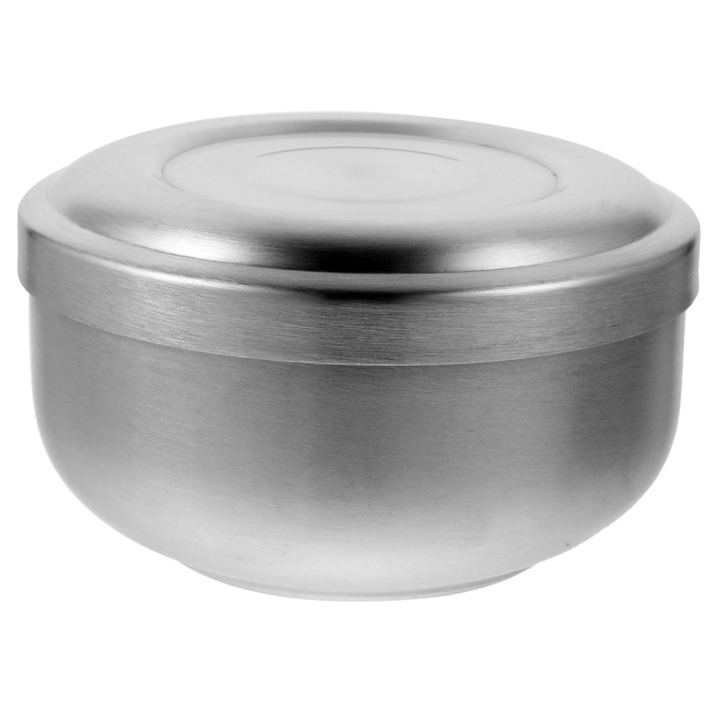 NOLITOY 2pcs Stainless Steel Shaving Cream Bowl for Men Soap Bowl with Lid for Home Barber Shops Salons Space-saving Design Silver Shaving Accessory