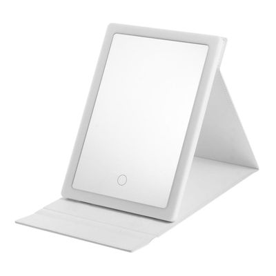 FRCOLOR Portable Led Makeup Mirror with Light Pu Vanity Mirror USB Rechargeable Brightness for Travel and Home Use Makeup Lovers