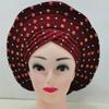 African Auto Gele Headtie for Women Wedding Cap Traditional ASO Oke Headwear Purple view 2