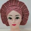 African Auto Gele Headtie for Women Wedding Cap Traditional ASO Oke Headwear Purple view 3