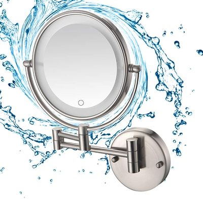 8Inch Round Wall Mount Makeup Mirror,Double-Sided Swivel Magnification Makeup Vanity Mirror Touch Switch (Size : Plug3x) ()