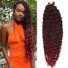 Synthetic Water Wave Bulk Crochet Hair Extensions for Women 120 g/pc 30 Inch Deep Wave Twist Long Wavy Hair 3pcs T1B/Burgundy view 1