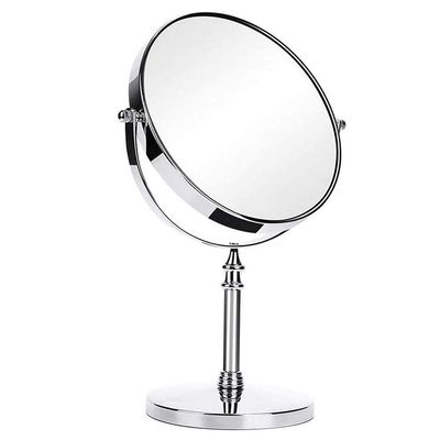 6inch Countertop Vanity Mirror,Makeup Mirror Double Sided Extendable Round for Shaving in Bedroom Hotel Bathroom (Color : Silver, Size : 5X)