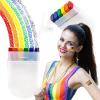 BASEMMAHER 2Pcs Rainbow Face Body Paint LGBT Gay Pride Flag Rainbow Stripe Fan Brush Striped Crayons Face Makeup for Gay Pride Parade Celebrations Cosplay Halloween Party Body Arts Painting Pen view 1