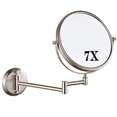 7X Makeup Mirror Magnifying Double-Sided Vanity Mirror 360 Rotation, Make Your Details Look More Refined (Color : Nickel)