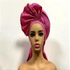 African Gele Headtie Already Made Auto Turban Afro ASO Oke Blue with Stones Headtie Nigerian Brim for Wedding Party view 2