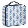 XMNYGJ Cartoon Seahorse Pattern Makeup Train Case Travel Makeup Bag Professional Cosmetic Organizer Portable Storage Box with Adjustable Dividers for Cosmetics Makeup Brushes Toiletry view 1