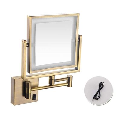 8 Inch Double Sided Swivel Vanity Mirror, with 3X Magnification, Makeup Mirror Wall Mount with Lights and Magnification (Color : Black, Size : USB) (Antique Color USB)