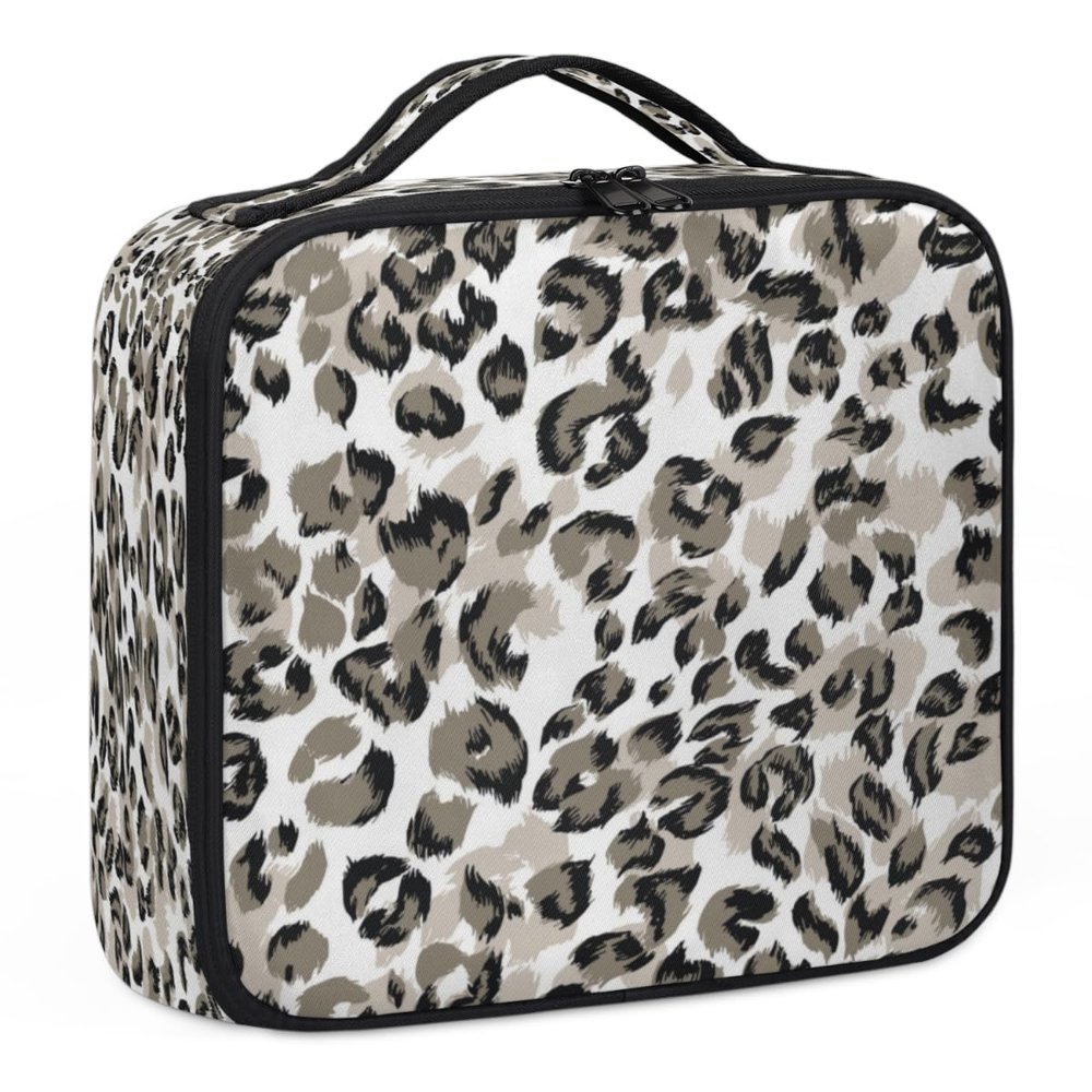 XMNYGJ Animal Leopard Print Makeup Train Case Travel Makeup Bag Professional Cosmetic Organizer Portable Storage Box with Adjustable Dividers for Cosmetics Makeup Brushes Toiletry