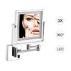 Shaving Mirror,LED Wall Mount Makeup Mirror,for Vanity Bathroom,360 Degree Swivel,Rectangular (Color : Black, Size : USB) (Brushed Nickel USB) view 4