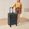 Rolling Makeup Train Case,Cosmetics Makeup Beauty Nail Salon Hairdresser Trolley Case, Rolling Nail Case Wheeled Manicure Storage Case Polish Organizer for Artists Hairdressers (Black Style A) view 2