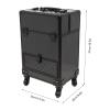 Rolling Makeup Train Case,Cosmetics Makeup Beauty Nail Salon Hairdresser Trolley Case, Rolling Nail Case Wheeled Manicure Storage Case Polish Organizer for Artists Hairdressers (Black Style A) view 4