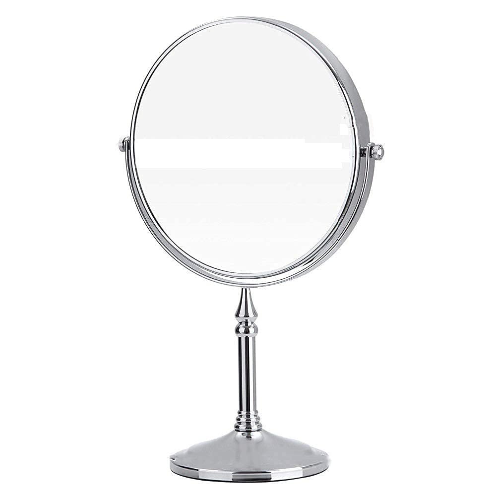 8 Inch Standing Makeup Mirrors,Double Sided Magnification and Regular 360 Rotating Brass Vanity Cosmetic (Color : Gold, Size : 3X) (Chrome 3X)