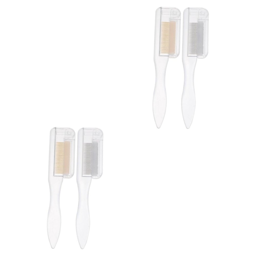 FOMIYES 4pcs Portable Eyebrow and Eyelash Comb Convenient Brushes for Daily Grooming Foldable Design Transparent and Accents