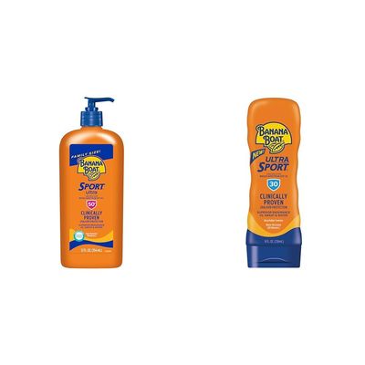 Banana Boat Sport Sunscreen Lotion, SPF 50 & 30, Oxybenzone Free, 12oz & 8oz, Sport Ultra, Water & Sweat Resistant, Non-Greasy Formula