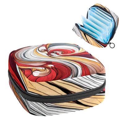 YTYVAGT Small Travel Makeup Bag,Cosmetic Bags for Women,Colored Lines Abstract Flower,Period Bag