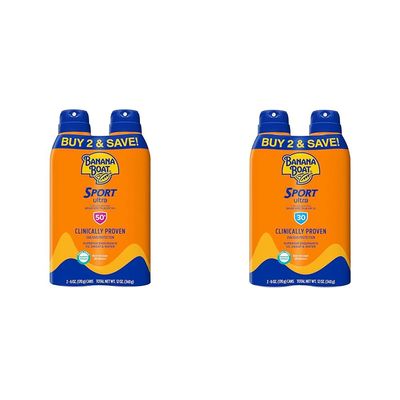 Banana Boat Ultra Sport Reef Friendly Sunscreen Spray, Broad Spectrum SPF 50 & 30, 6 Oz (Pack of 2), Sport Ultra SPF 30 Sunscreen Spray
