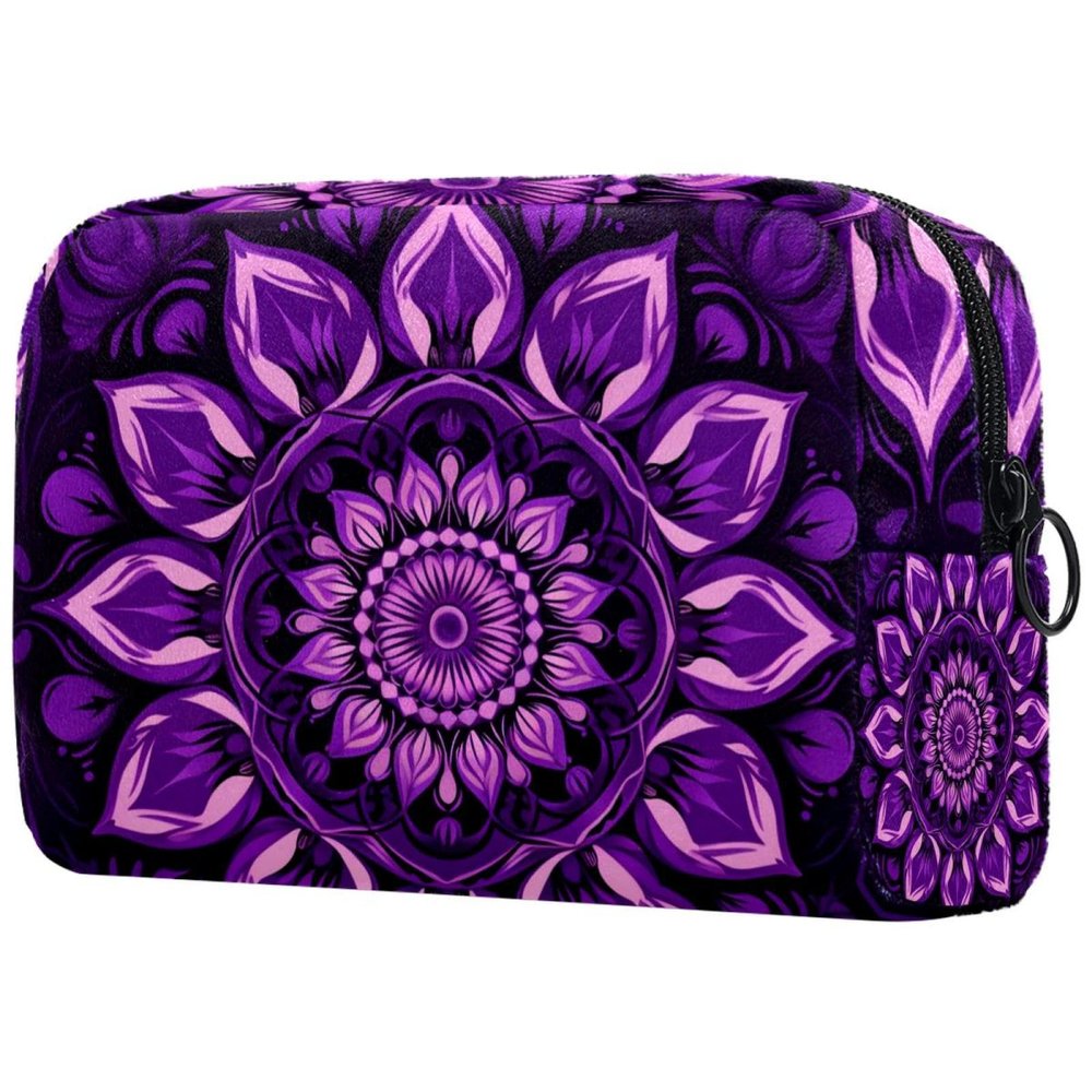 YTYVAGT Makeup Bags for Women,Toiletry Bag for Men,Purple Mandala Skull Flower,Travel Cosmetic Bag