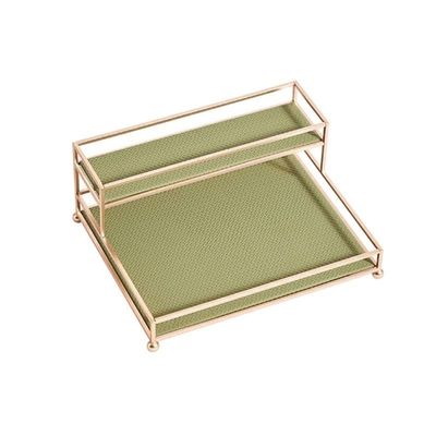 VSULZVNU Cosmetic Storage Box Desktop Double-Layer Cosmetic Storage Rack Finishing Rack Bathroom Skin Care Product Storage Rack Bedroom Dresser Rack Decorative Makeup Case (Color : B), Brass
