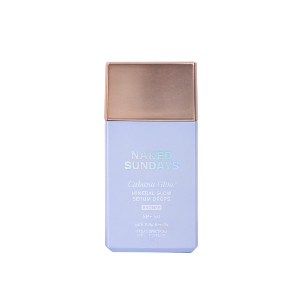 Naked Sundays CabanaGlow SPF 50 Bronzing Drops - Bronzing Glow Serum Sunscreen for Face, Hydrating Zinc Oxide Formula with Skin-Perfecting Pigments + Broad Spectrum Protection
