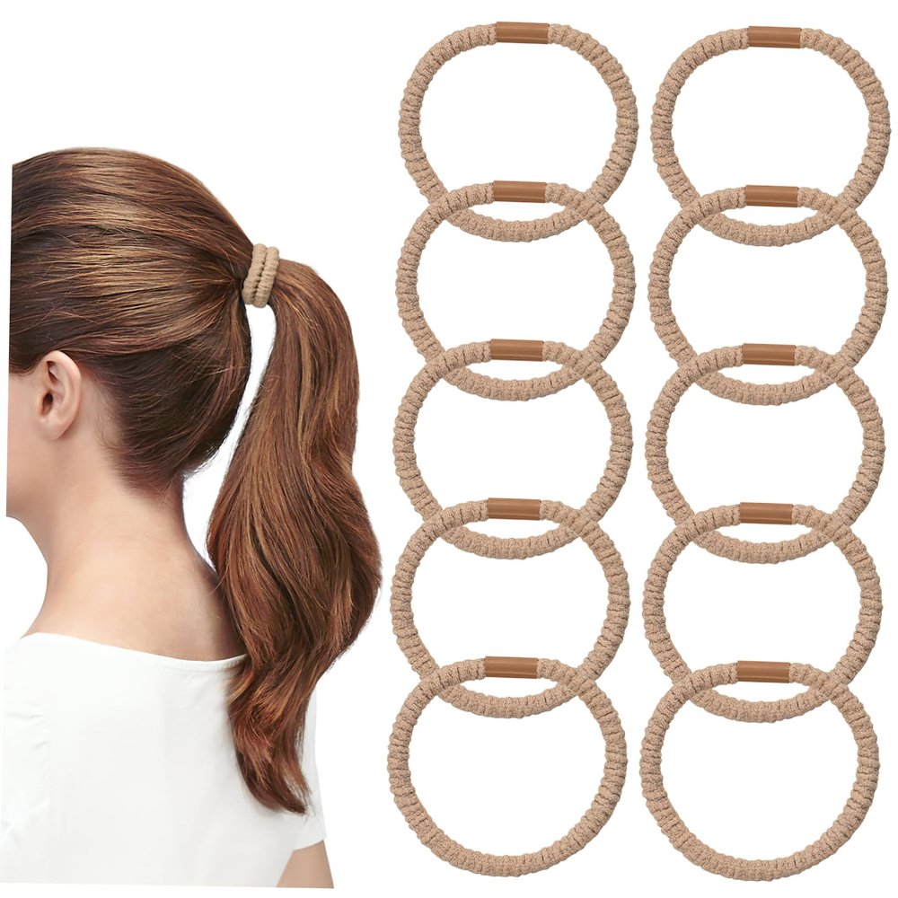 FRCOLOR 10pcs Stretchy Hair Ties No Damage Elastic Hair Bands for Women Girls Ponytail Holders Style