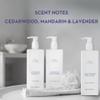 Aria Shower Set - Shampoo, Conditioner, Body Wash - Scented with Cedarwood, Green Mandarin, Lavender - Vegas Hotel Bath Amenities - 10 oz, White view 3