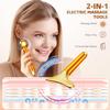 Amirce 2-in-1 Gua Sha and Ice Roller Facial Tools, Electric Face Massager Device for Eye, Jaw, Scalp, Neck, Gold view 2