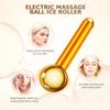 Amirce 2-in-1 Gua Sha and Ice Roller Facial Tools, Electric Face Massager Device for Eye, Jaw, Scalp, Neck, Gold view 3