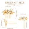Kisshine Leaf Bride Wedding Hair Pins Gold Rhinestone Hair Piece Bridal Hair Combs Wedding Hair Accessories for Women and Girls(Pack of 3) view 3