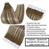 Kiss darling LASHES 20pcs 50g 26inch Straight Human Hair Extensions Tape in Balayage #8T24-8 Ombre Ash Brown to Golden Blonde Highlights Ash Brown Seamless PU Skin Weft Tape in Real Hair view 2