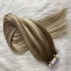 Kiss darling LASHES 20pcs 50g 26inch Straight Human Hair Extensions Tape in Balayage #8T24-8 Ombre Ash Brown to Golden Blonde Highlights Ash Brown Seamless PU Skin Weft Tape in Real Hair view 3