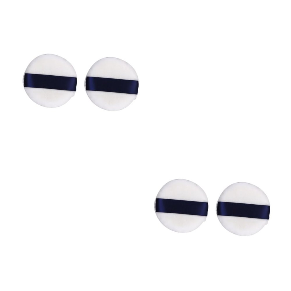 FRCOLOR 4pcs Round Powder Puff Soft Velour Makeup Sponge for Loose Powder Liquid Foundation for Home Travel Use Gentle Skin for Application