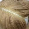 Mens Toupee Human Hair French Lace Center Poly Skin Around Hair System for Men Hair Replacement System Breathable Hairpiece Durable Toupee 8"X10"#20 Light Ash Blonde-120% Density view 4